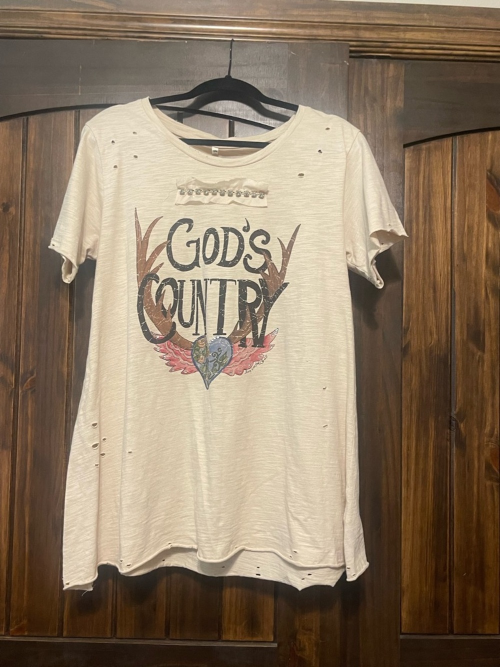 God's Country Graphic Tunic Tee - Cream